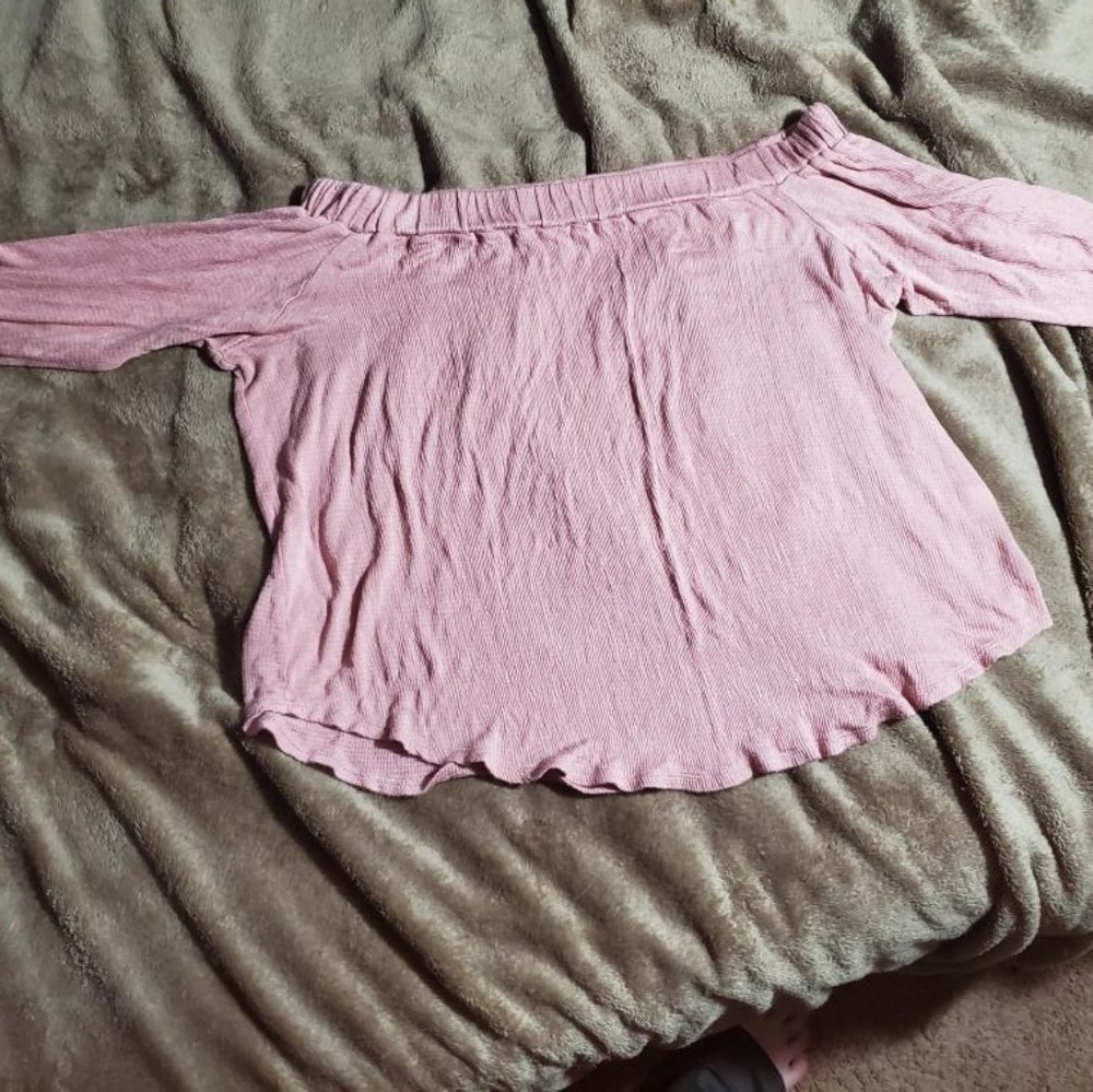 Dusty Rose off-shoulder tie blouse